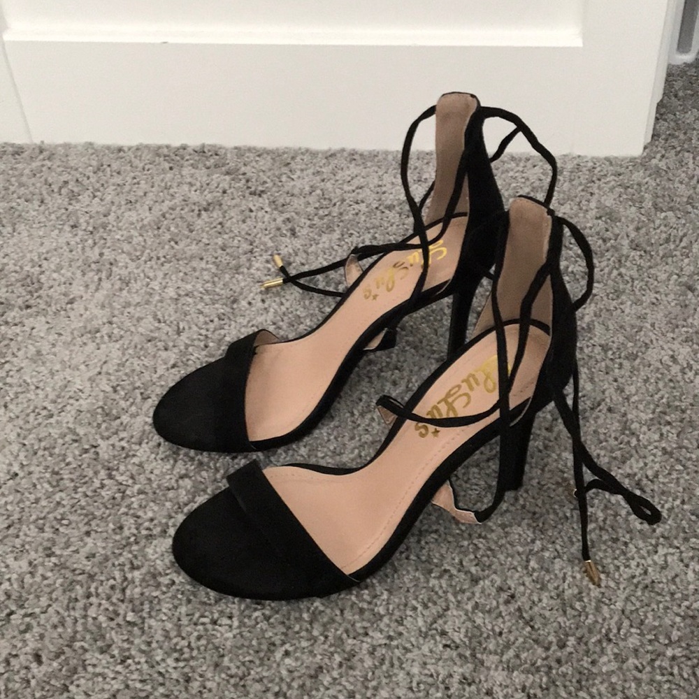 Lace up black heels
